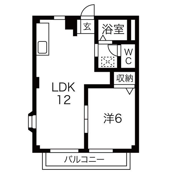 スカイハイツ(1LDK/2階)の間取り写真