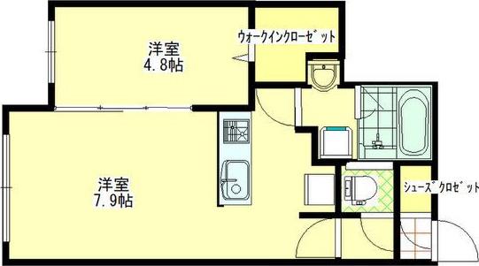 ウムリス平岸(1LDK/1階)の間取り写真
