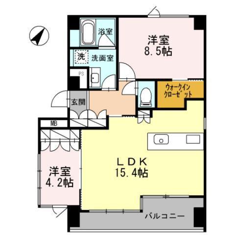 ロイジェント新宿イーストサイド(2LDK/6階)の間取り写真