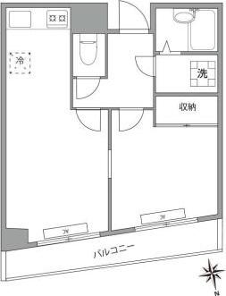 NEO ROOMELIA(1LDK/8階)の間取り写真