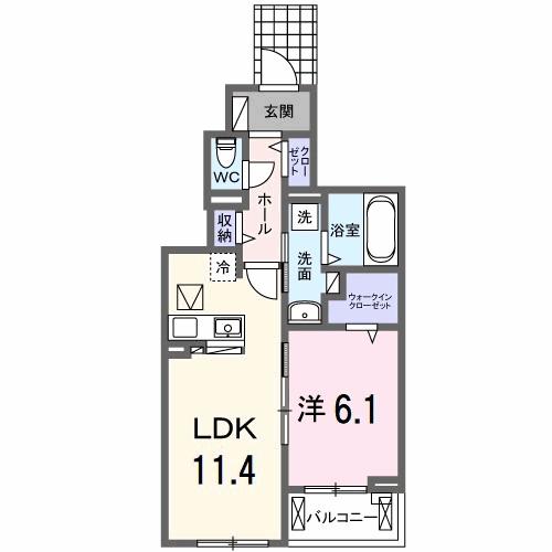 サンティエNAGAI(1LDK/1階)の間取り写真