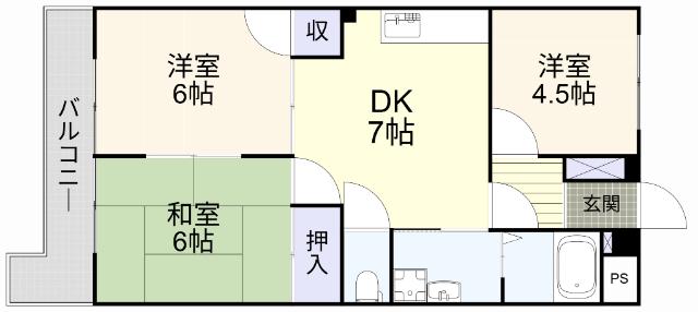 シャトレ沼本町(3DK/1階)の間取り写真