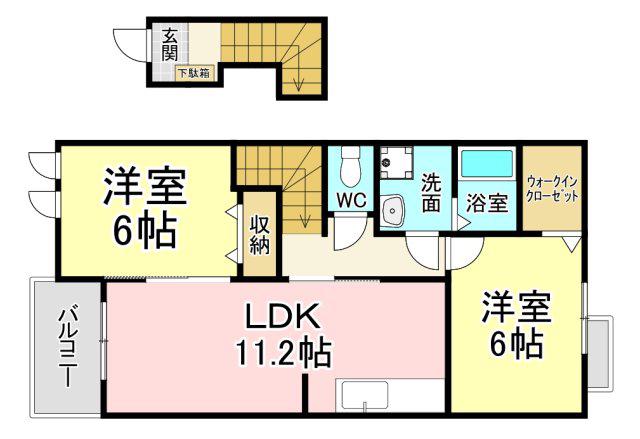 ファミール メゾン(2LDK/2階)の間取り写真