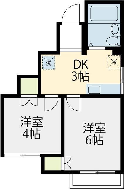 ベストクリア(2K/2階)の間取り写真