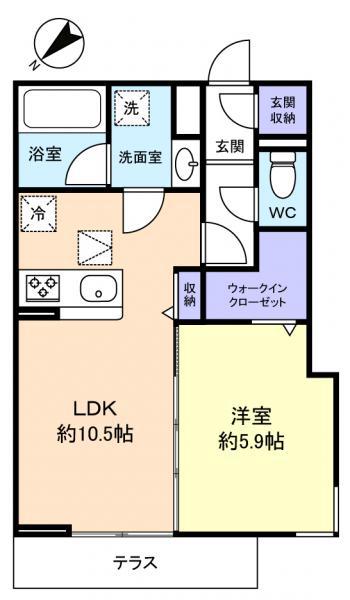 D-MARRONNIER(1LDK/1階)の間取り写真