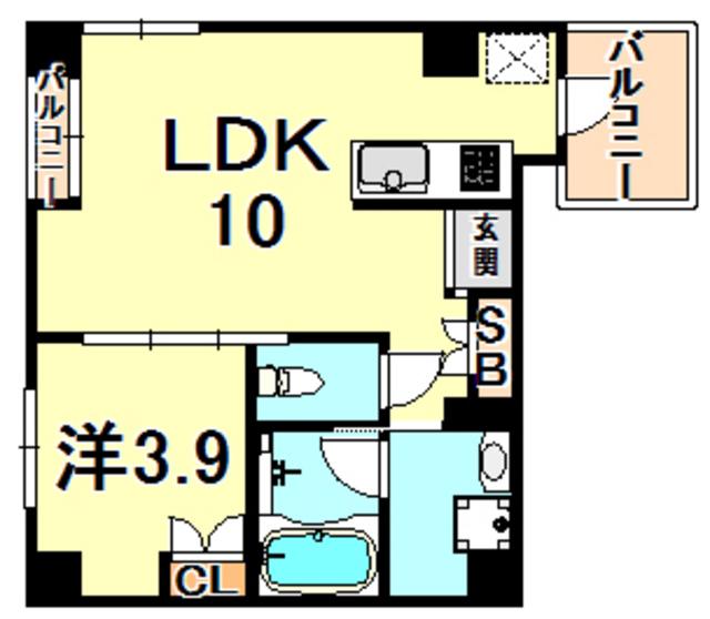 SDグランツ神戸西元町(1LDK/2階)の間取り写真
