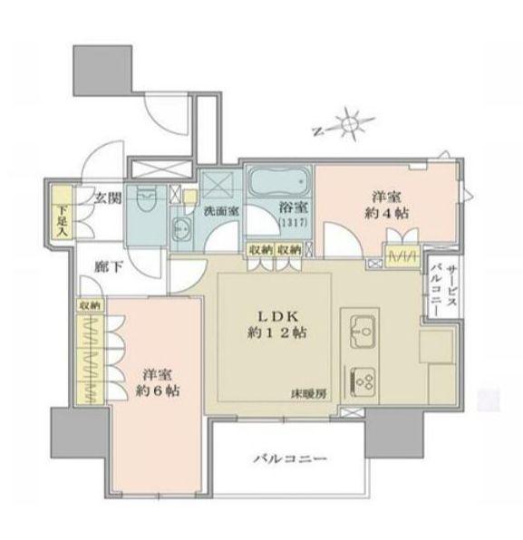 BRILLIA上野THERESIDENCE(2LDK/11階)の間取り写真