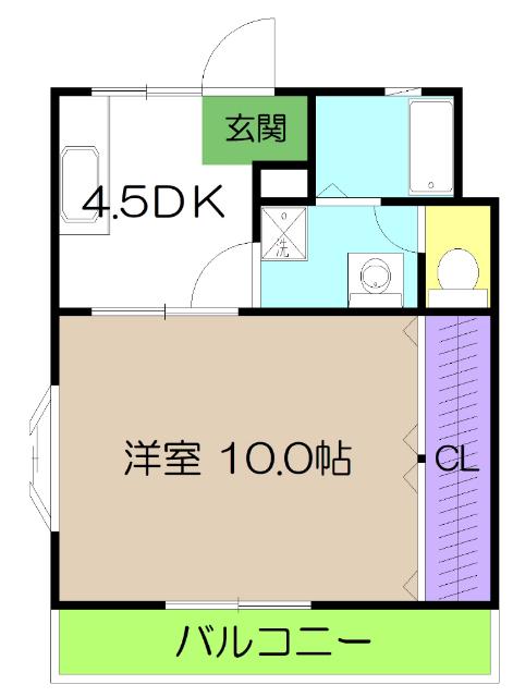 アバイド(1DK/4階)の間取り写真