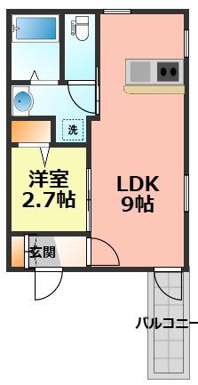 ILL BE清水白壁(1LDK/2階)の間取り写真