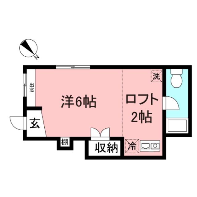 クレセントハイツB号館(ワンルーム/1階)の間取り写真