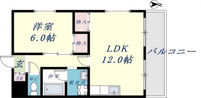 サンハイツ高井田(1LDK/3階)の間取り写真