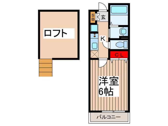 ウエストハイム川柳(1K/2階)の間取り写真