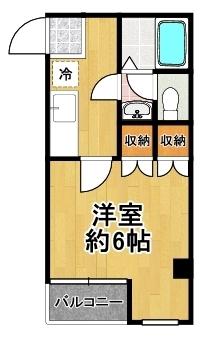 コーポエスワイ(1K/4階)の間取り写真