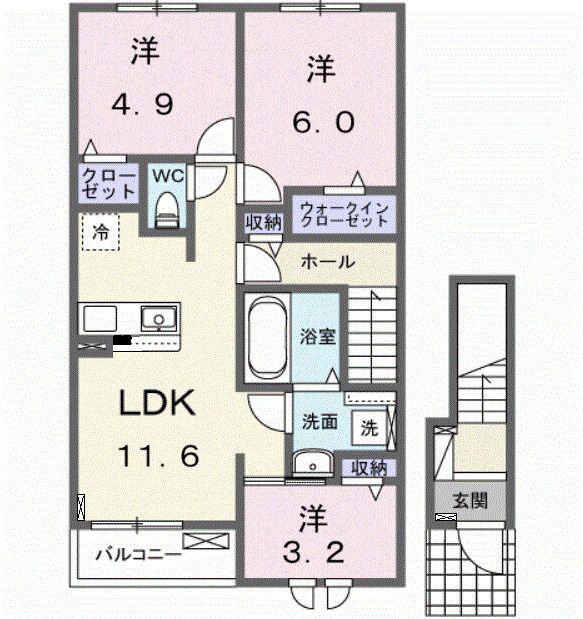 西5丁目アパート(3LDK/2階)の間取り写真