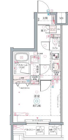 クレヴィスタ高砂II(1K/2階)の間取り写真