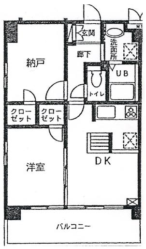 朝日ルミエール(2DK/1階)の間取り写真