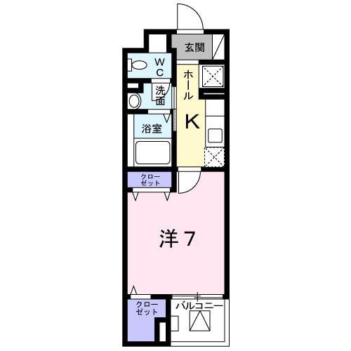 ゴールデン ソレイル(1K/4階)の間取り写真