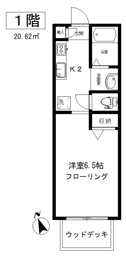 エクセル祐天寺(1K/1階)の間取り写真