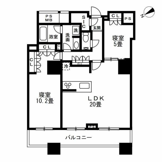 ザ・パークハウス西新宿タワー60(2LDK/40階)の間取り写真
