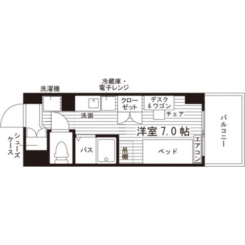 学生会館 キャンパスエール三鷹(ワンルーム/2階)の間取り写真