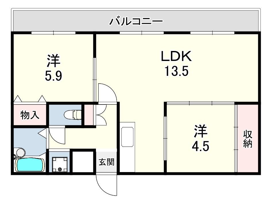 大町マンション(2LDK/1階)の間取り写真
