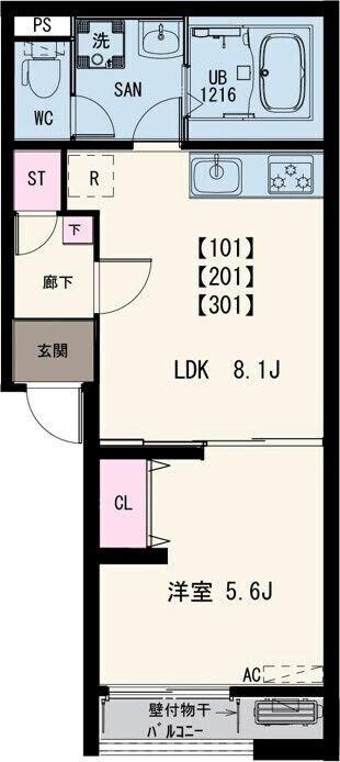 MKT伊勢町(1LDK/3階)の間取り写真