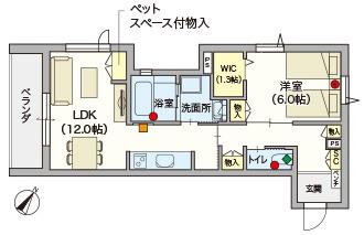 アルモニーレジダンス氷川台(1LDK/4階)の間取り写真