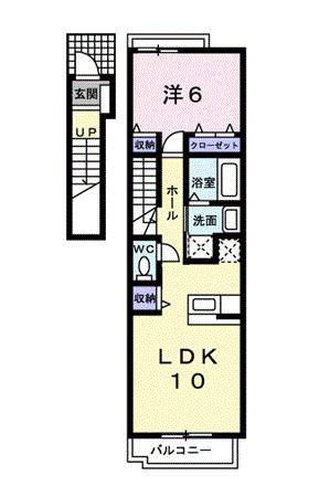 ブリッサ大安寺(1LDK/2階)の間取り写真