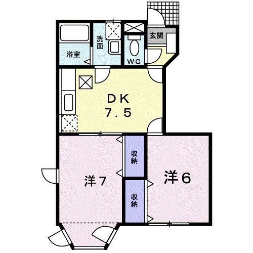 インフィニートA(2DK/1階)の間取り写真
