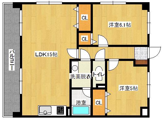ライオンズマンション青山第3(2LDK/2階)の間取り写真