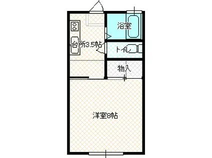 ヴィラ中央(1K/1階)の間取り写真