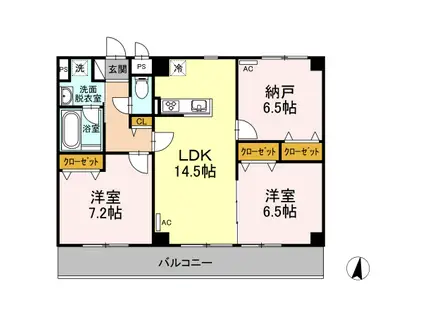 GLORIOSA(3LDK/3階)の間取り写真