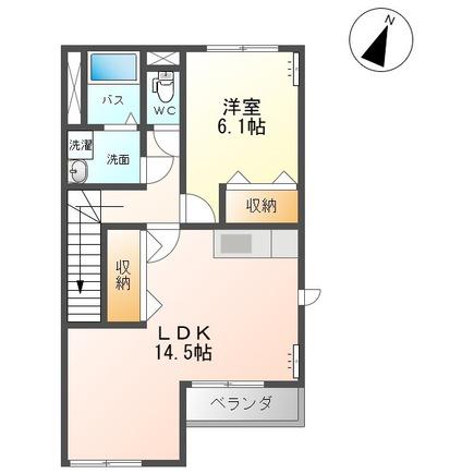 グランディールI(1LDK/2階)の間取り写真