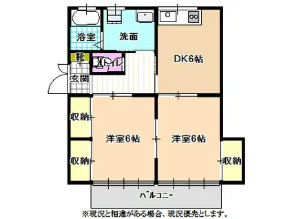 フラットいまかつ(2DK/2階)の間取り写真