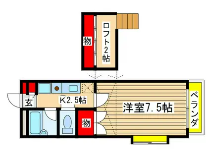 グランシャリオ(1K/2階)の間取り写真