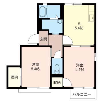 ブルーメゾン(2DK/2階)の間取り写真
