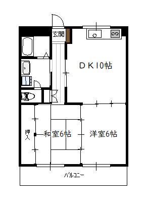 ゆとり98(2DK/6階)の間取り写真