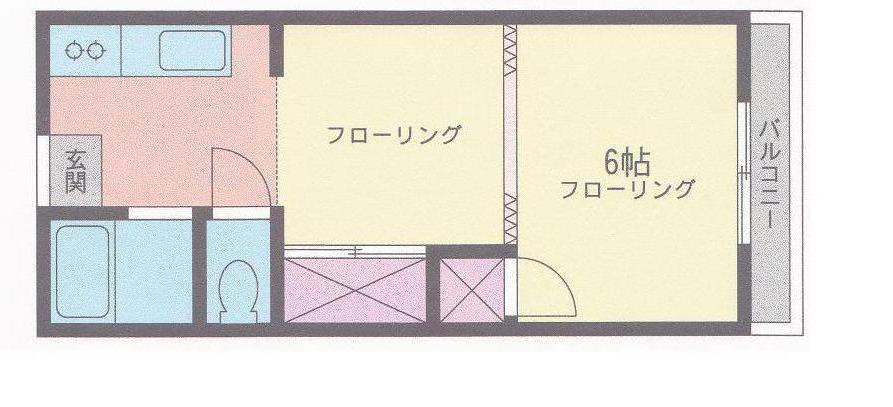 レジデンスニシイI(1K/1階)の間取り写真