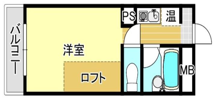 ビバリーハウス西新B(ワンルーム/2階)の間取り写真