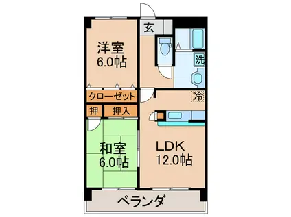 アメニティ上福岡(2LDK/2階)の間取り写真