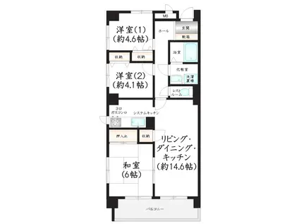 第30春日原駅南IR BLD(3LDK/4階)の間取り写真