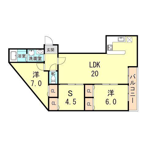 MESSAGE苦楽園三番町(2SLDK/1階)の間取り写真