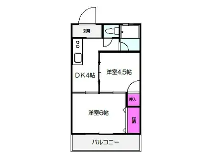 MKマンション(2DK/4階)の間取り写真
