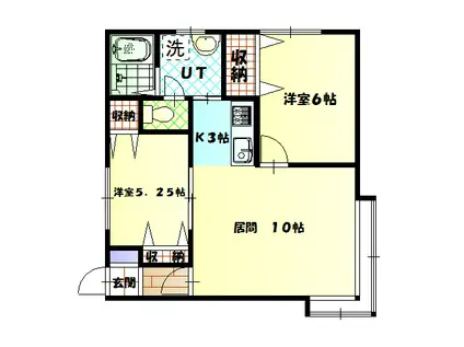 ウェーブ東光(2LDK/2階)の間取り写真