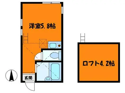 カノン日吉(ワンルーム/2階)の間取り写真