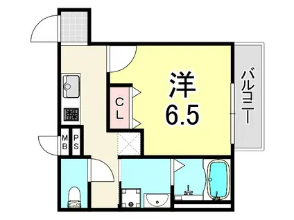 フジパレス尼崎出屋敷(1K/2階)の間取り写真