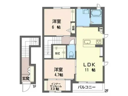 ヴィセオ・セ・ラ・ヴィA(2SLDK/2階)の間取り写真
