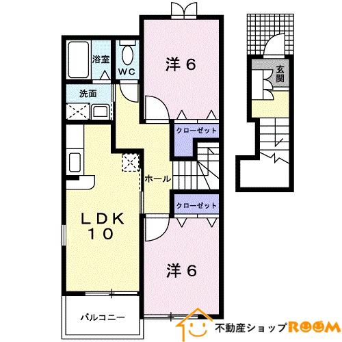 アルハンブラ一番館(2LDK/2階)の間取り写真