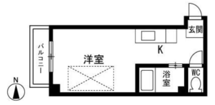 ビバリーハウス西新B(ワンルーム/2階)の間取り写真