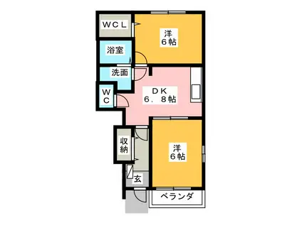 ノアエ・コーム 川久保(2DK/1階)の間取り写真